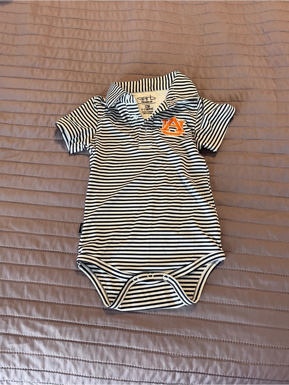 Auburn Tigers baby 12M Garb Striped Polo Bodysuit AU football